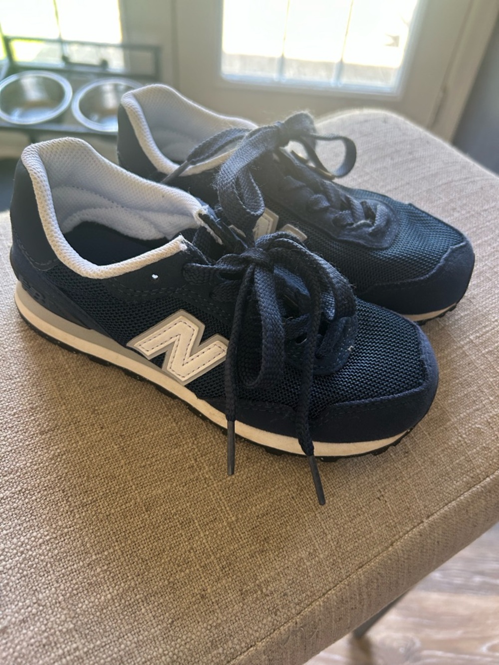 New Balance Kids Navy and White Athletic Sneakers Size 12